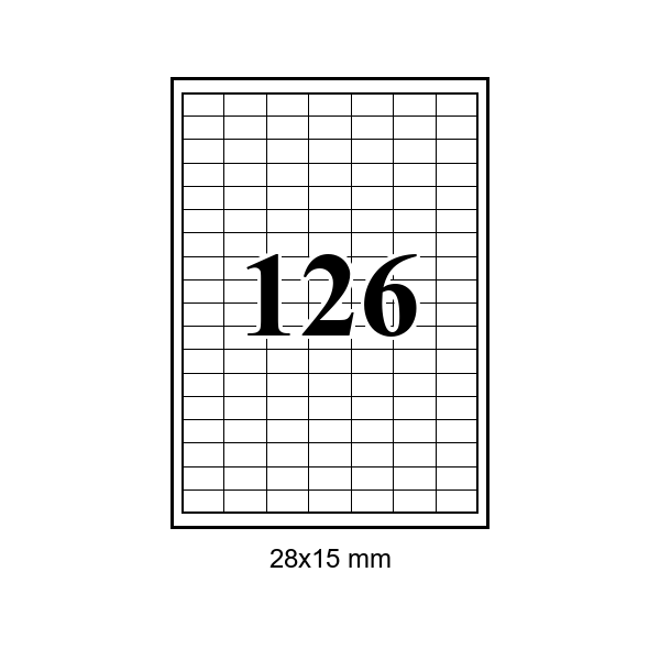 Cumpăra 126 pe foaie · 28×15 mm (câmpuri subțiri pe toate laturile) in Chișinau la Etichete.eu