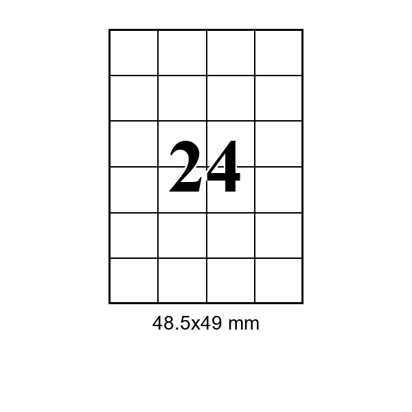 Cumpăra 24 pe foaie · 48,5×49 mm in Chișinau la Etichete.eu