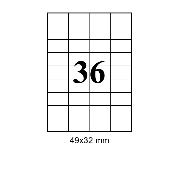 Cumpăra 36 pe foaie · 49×32 mm in Chișinau la Etichete.eu
