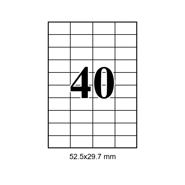 Cumpăra 40 pe foaie · 52,5×29,7 mm in Chișinau la Etichete.eu