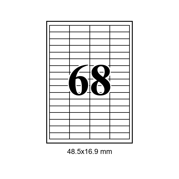 Cumpăra 68 pe foaie · 48,5×16,9 mm (câmpuri subțiri pe toate laturile) in Chișinau la Etichete.eu