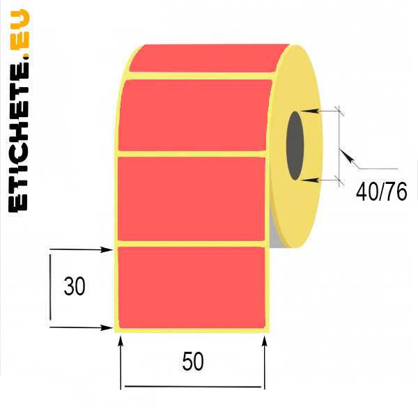 Cumpăra Eticheta termo 50x30mm Roșu in Chișinau la Etichete.eu