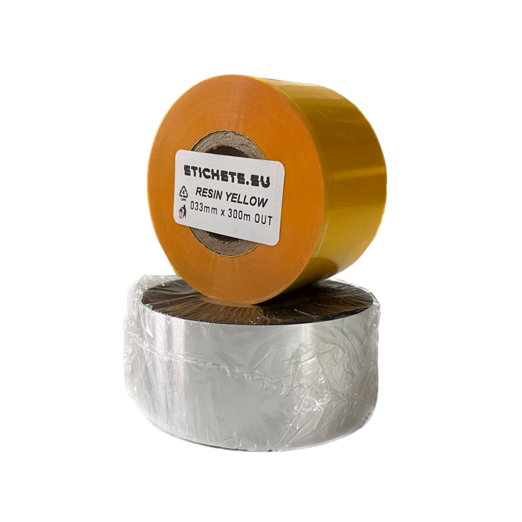 Cumpara Ribbon Resin galben 33x300 pentru imprimarea termica din Moldova, calitate superioara garantata pentru imprimarea precisa si durabila Etichete.eu