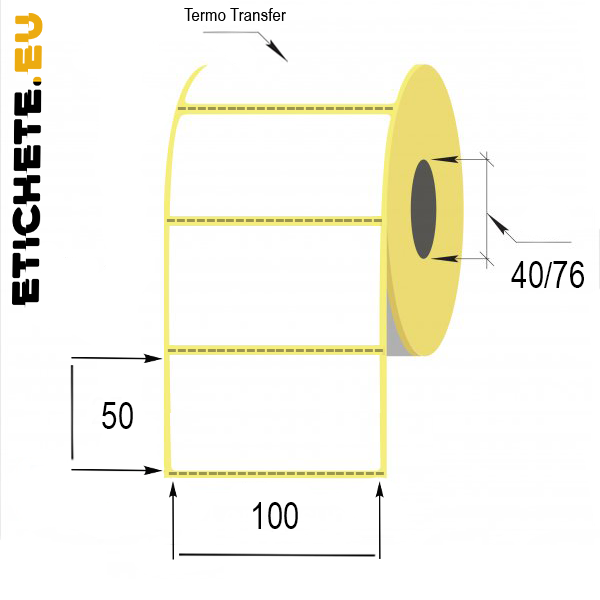 Etichetă autoadezivă termo transfer conformă pentru utilizarea în industria alimentară 100x50mm | Etichete.eu