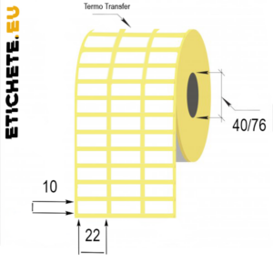 Etichetă termo transfer pentru imprimare cu marimea 10mm pe 22mm | Etichete.eu