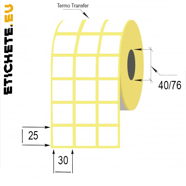 Etichetă autoadezivă termo transfer pentru imprimarea informațiilor 30x25mm | Etichete.eu